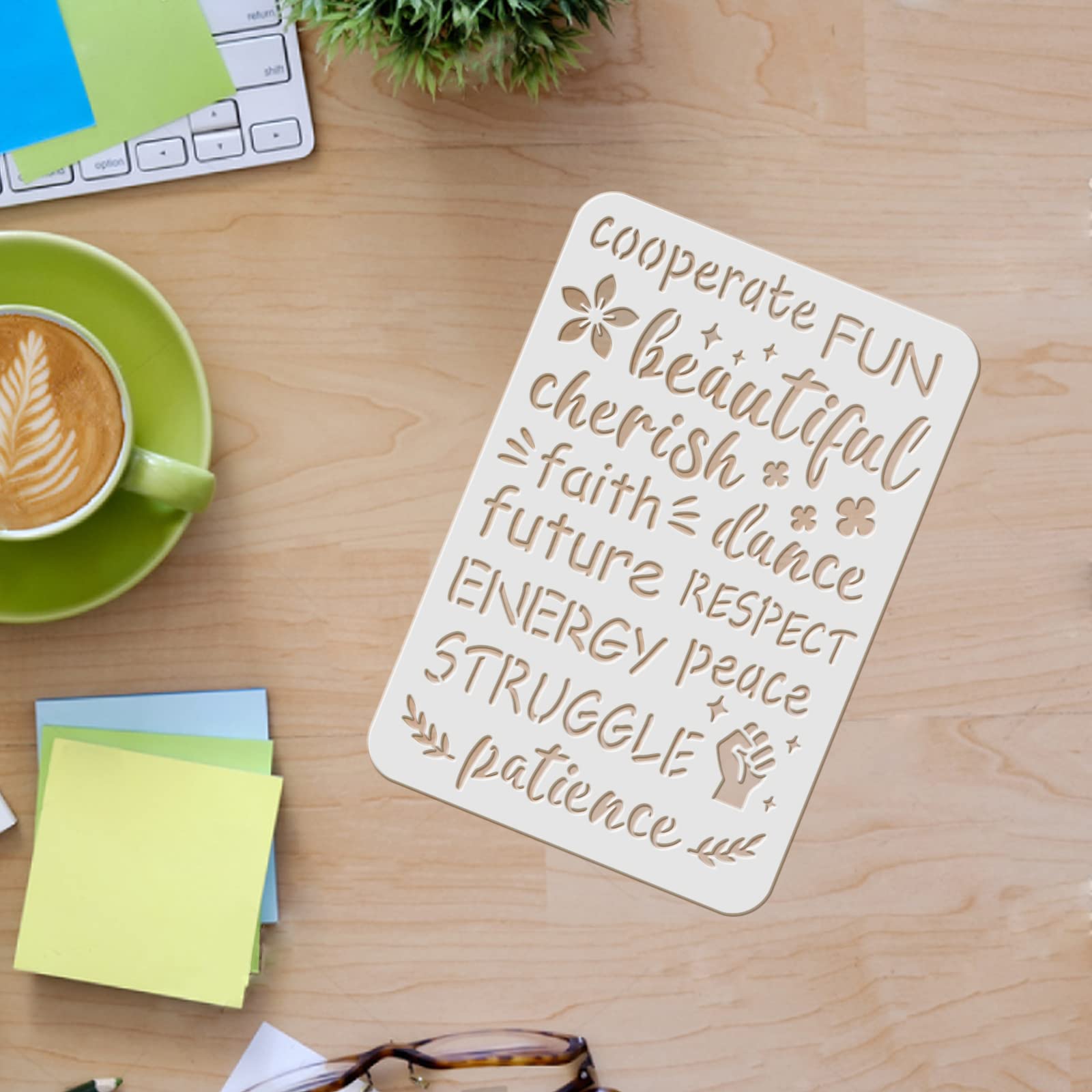 FINGERINSPIRE 4pcs Word Stencils 11.6x8.3 inch Inspirational Word Stencil for Painting Stencils with Text: Happy Birthay, Love, Imagine Life, Grateful Blessed Painting on Wood, Floor, Wall, Fabric - Image 3