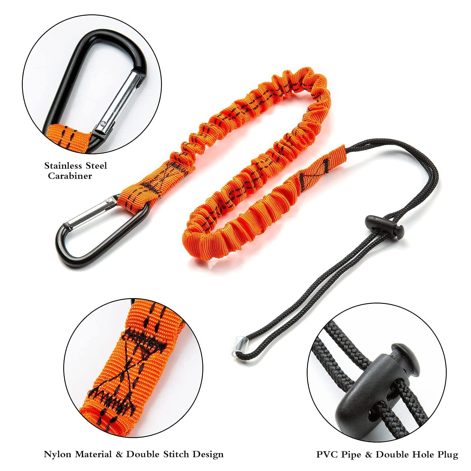 Cordones de Seguridad para Herramientas, Cordon de Trabajo en Altura, Cuerda Elástica Antipérdida 3Pcs