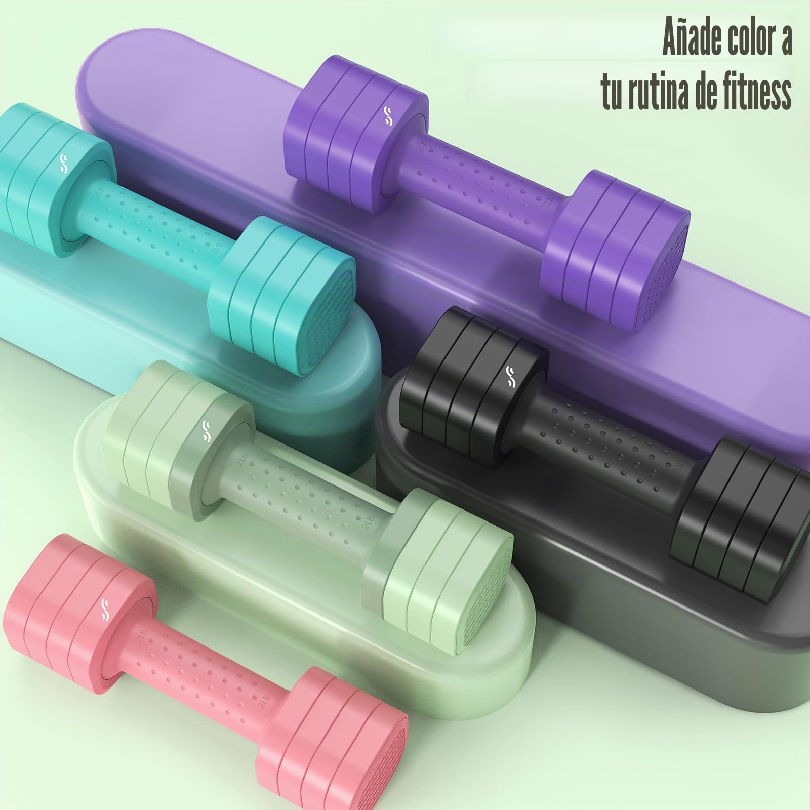 Sportneer Juego de mancuernas ajustables para mujer, par de mancuernas de 0.9 a 2.3 kg, juego de mancuernas 4 en 1, pesas compactas para mujeres, gimnasio en casa, entrenamiento de fitness (verde)