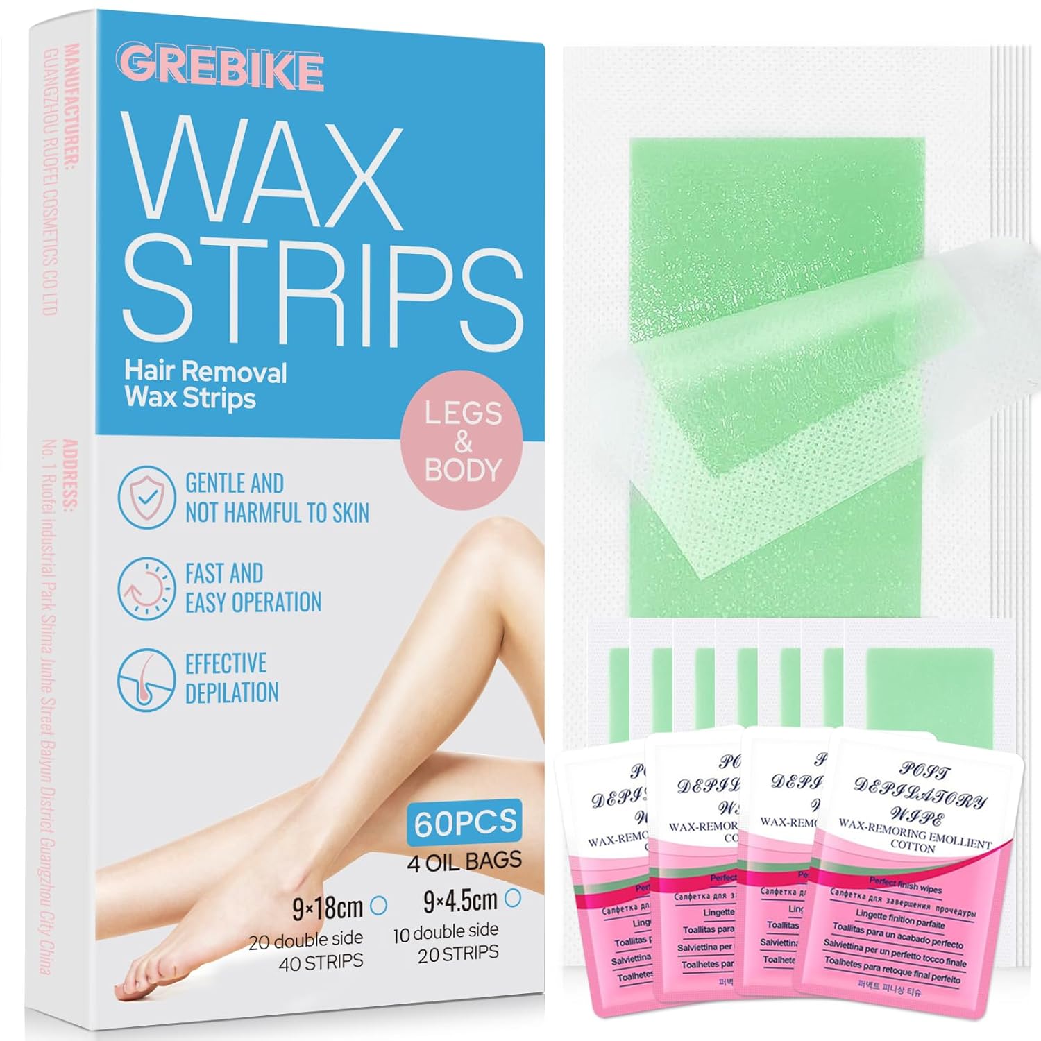 60PCS Wax Strips for Hair Removal – Facial Hair Removal for Women – Waxing Kit for Women, Face, Body, Arms, Legs, Chest, Back, Bikini & Brazilian 60ct Waxing Strips & 4Calming Oil Wipes 60PCS Wax Strips for Hair Removal – Facial Hair Removal for Women – Waxing Kit for Women, Face, Body, Arms, Legs, Chest, Back, Bikini & Brazilian 60ct Waxing Strips & 4Calming Oil Wipes