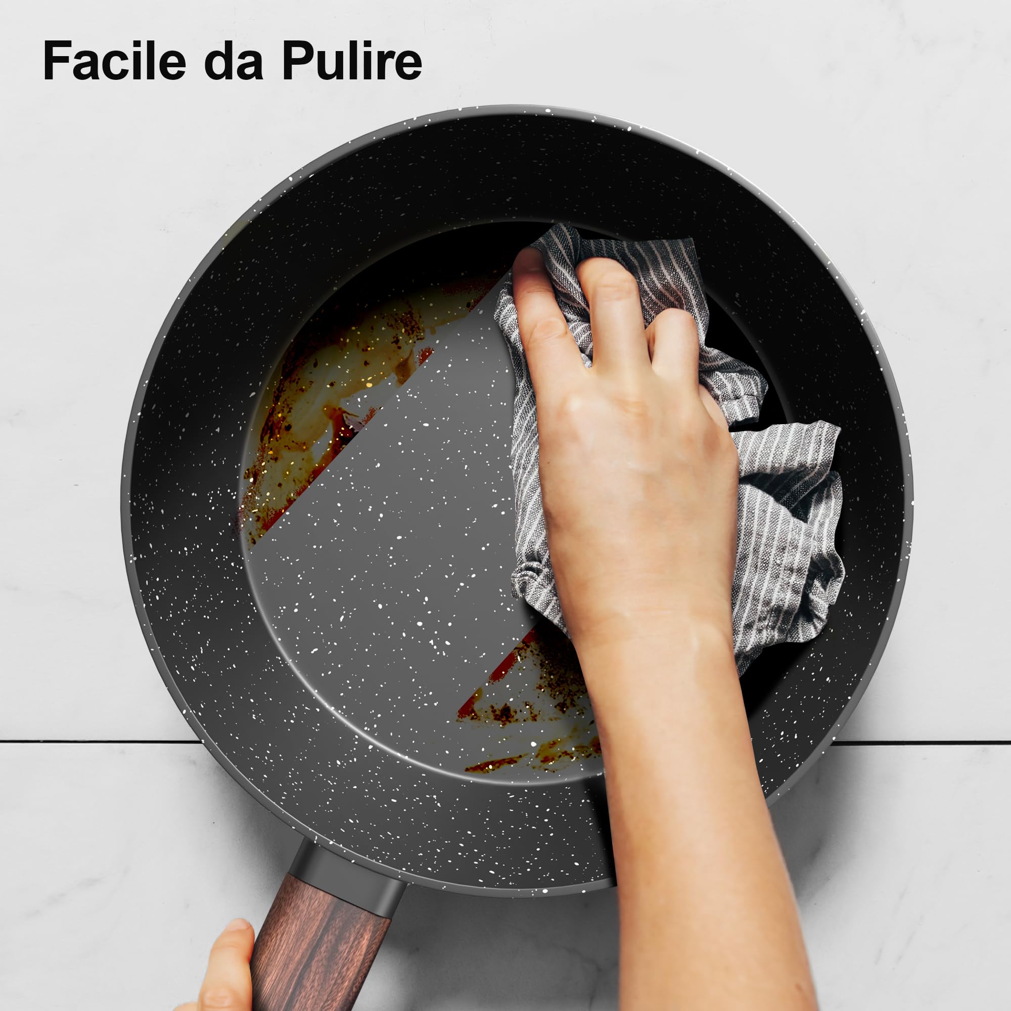 Set Pentole Induzione - 11 Pcs Batteria Pentole e Padelle Antiaderenti Per Tutti i Piani Cottura, Padella da 20/28cm, Padella da 24cm, Pentola da 16/20/24cm con Coperchi, Senza PFOA e PFOS Topbooc
