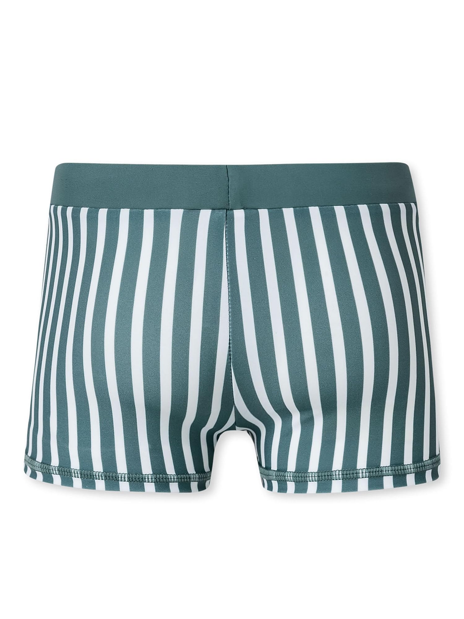Schiesser Jungen Badehose Aqua Kids 2-Pack | Zwei Badehosen für Jungen: mineralgrün gestreift mit Surf-Motiv und indigo-blau mit Karo-Smiley-Print