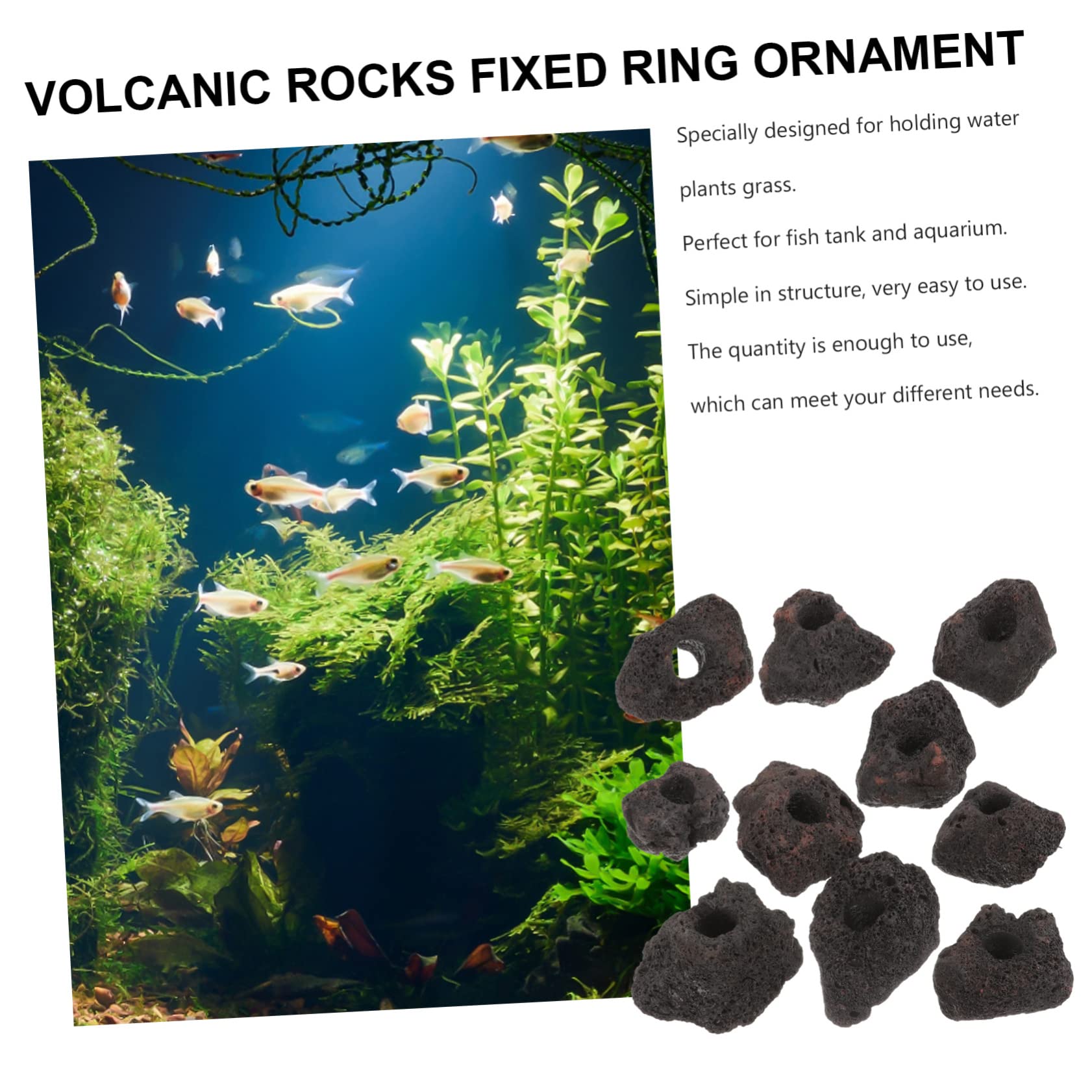 Yardwe 10piezas Anillos Fijación Rocas Volcánicas Unidades Decoración Peceras Acuáticas