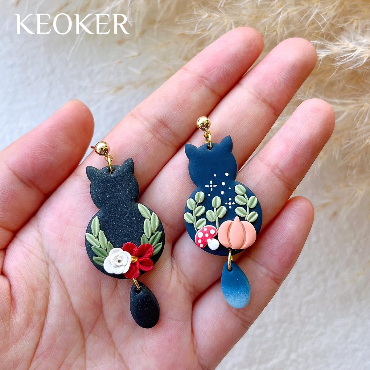 KEOKER Halloween Clay Cutters, Clay cutters for Halloween Earrings Making, 10 Shapes Halloween Clay Earrings Cutters, Halloween Polymer Clay Cutters (Earrings Clay Cutters 1)