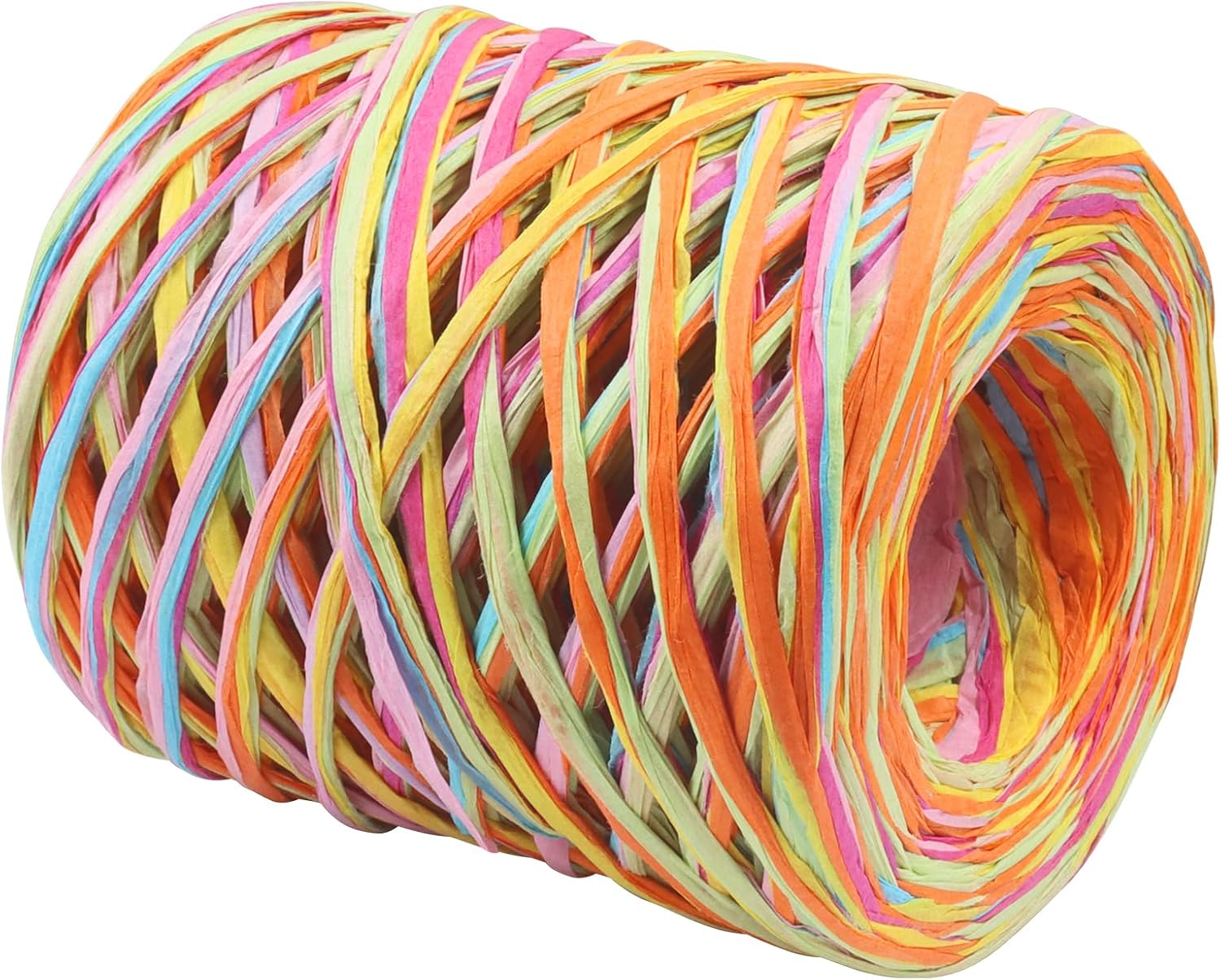 87 Yards Raffia Paper Ribbon, 1/4 Inch Colored Twine 6 Mix