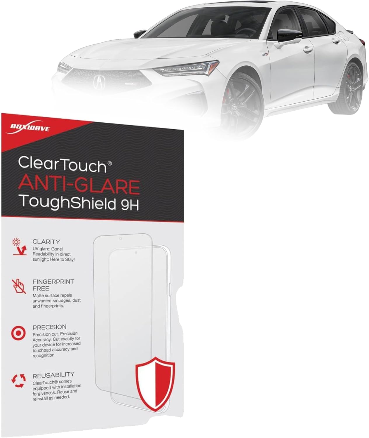BoxWave Screen Protector Compatible with Acura 2025 TLX Digital Instrument Display (12.3 in) - ClearTouch Anti-Glare ToughShield 9H (2-Pack), Anti-Glare 9H Tough Flexible Film Screen Protector