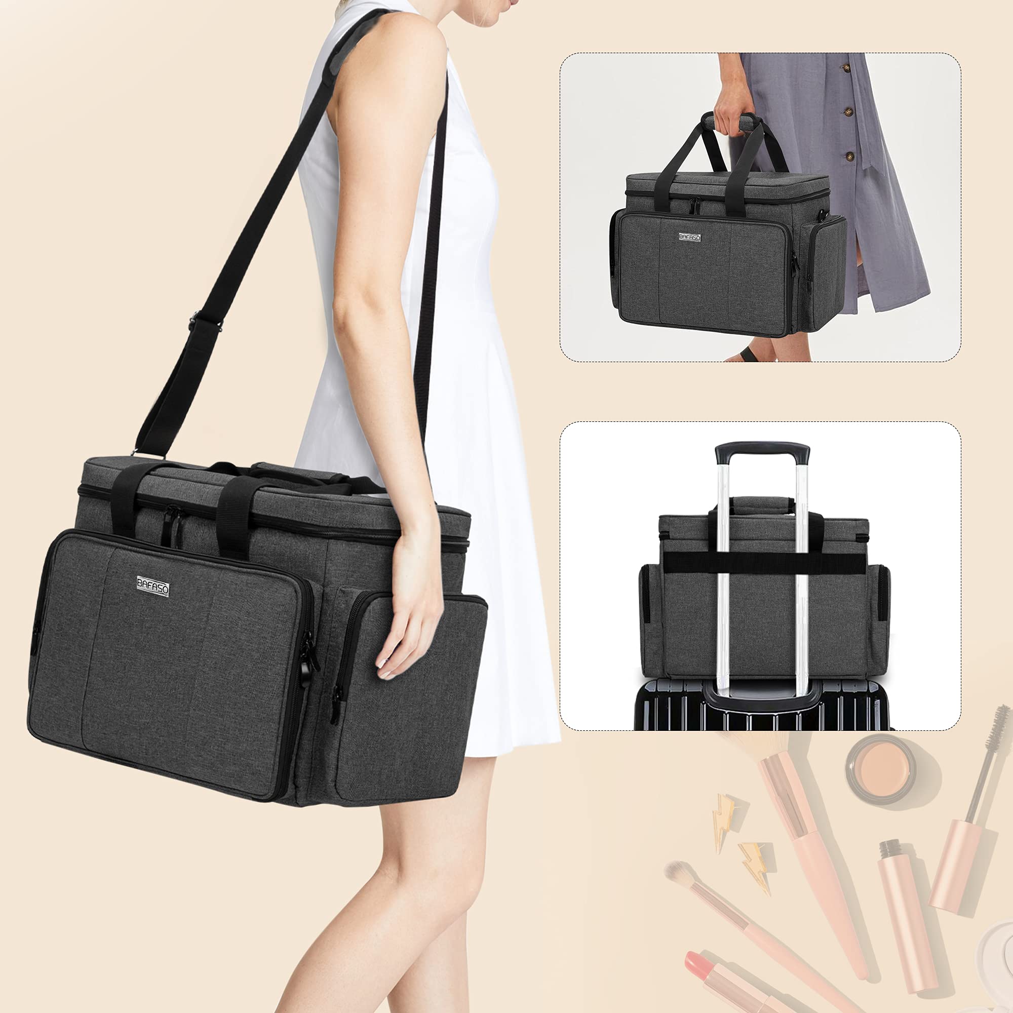 BAFASO Make Up Organizer Tasche, Große Kosmetiktasche Schwarz