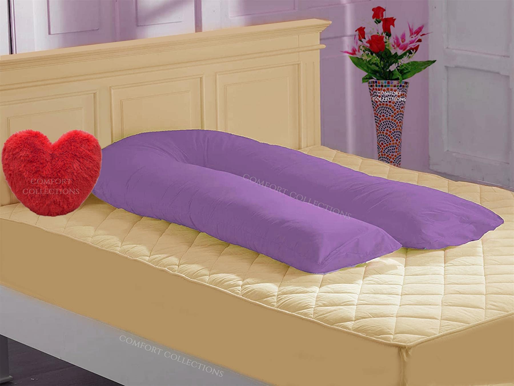 Comfort Collections 12FT U Shaped Pillow Case Cover Maternity Nursing Pregnancy Giant Bolster Full Body Pillow Case Cover COLOUR LILAC โ image 1
