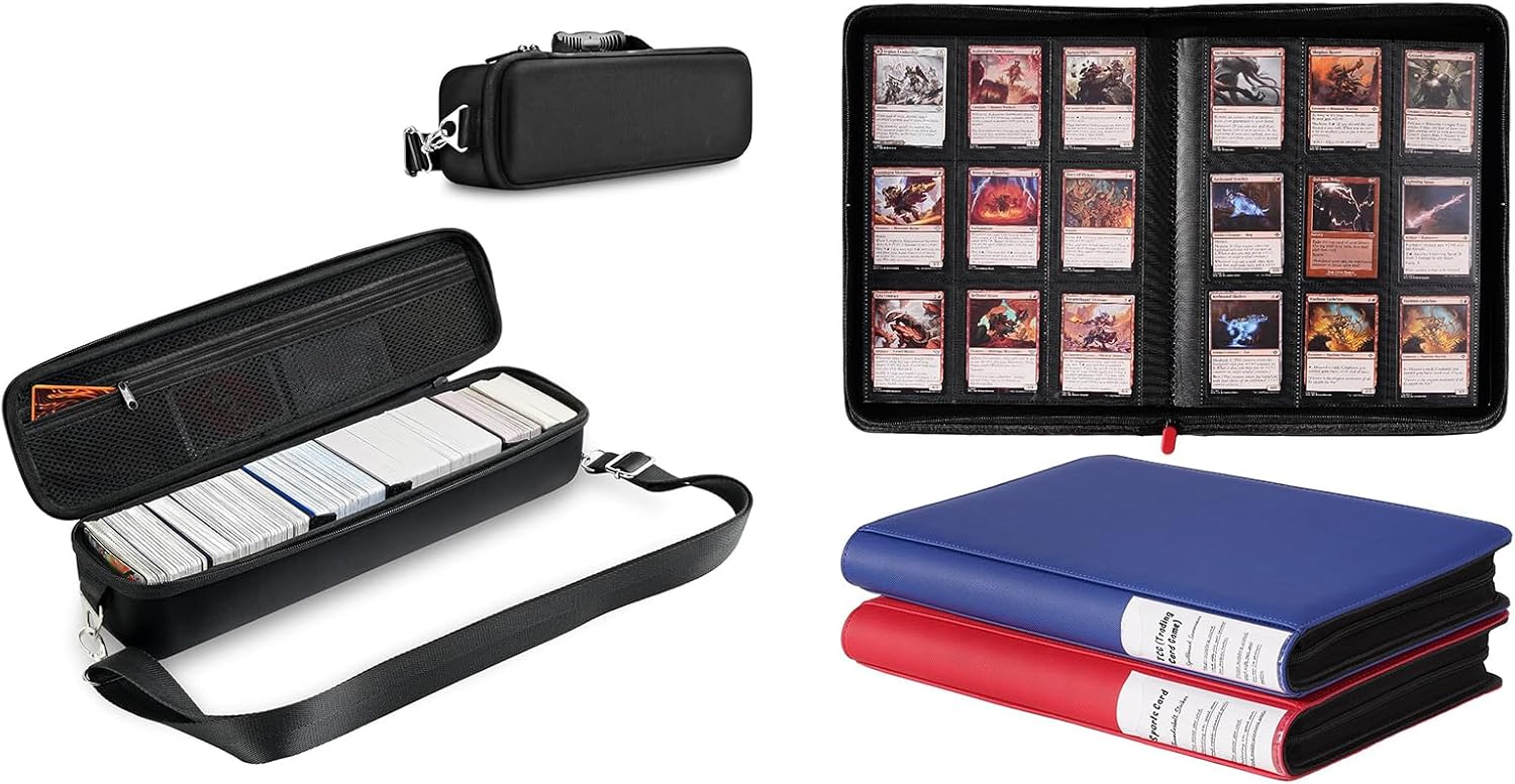 ProCase Trading Card Storage Case with 5 Dividers Bundle with 2 Pack Trading Card Binder with Side Label