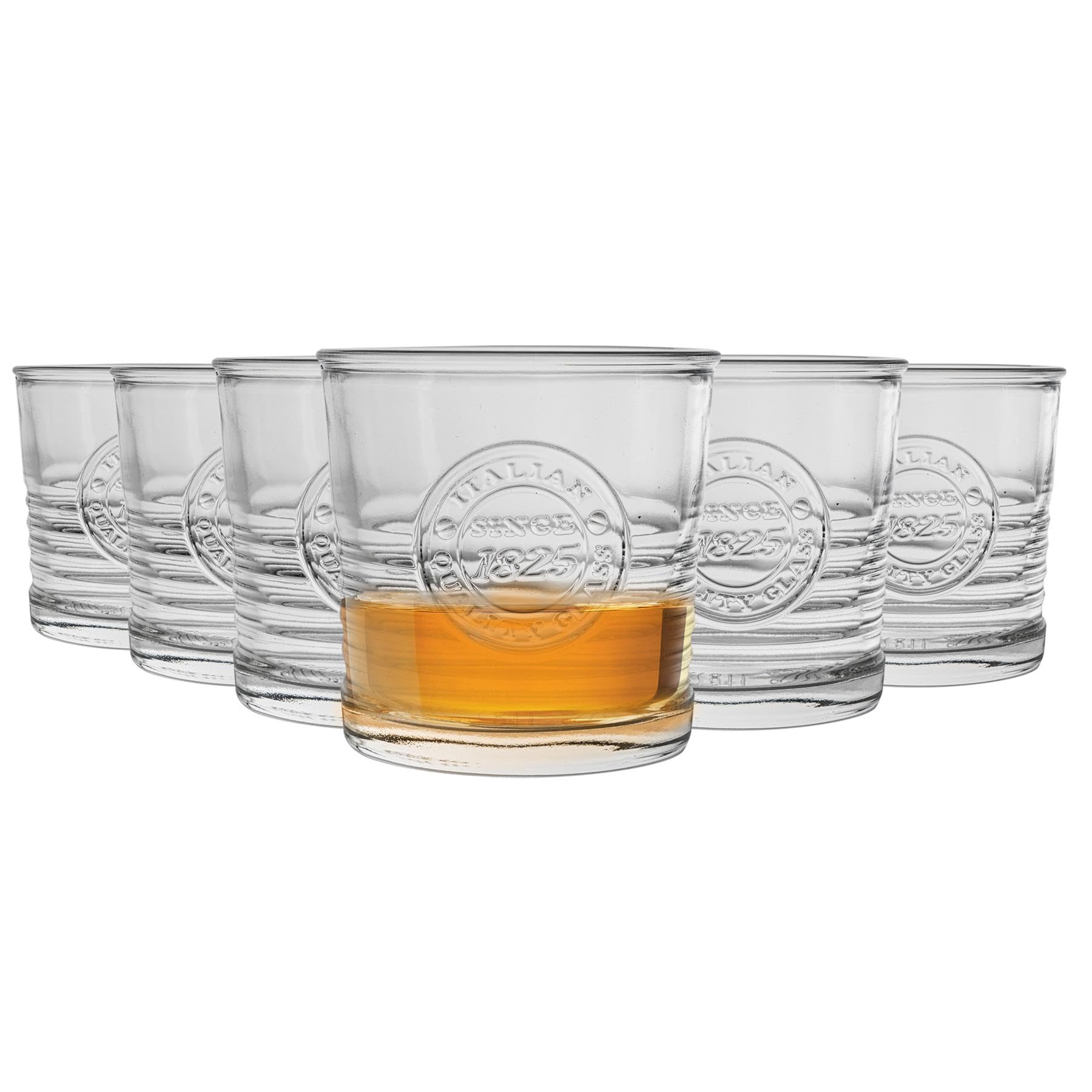 Bormioli Rocco Officina 1825 Ridged Double Old Fashioned Tumbler Glasses Set - 300ml - Pack of 6