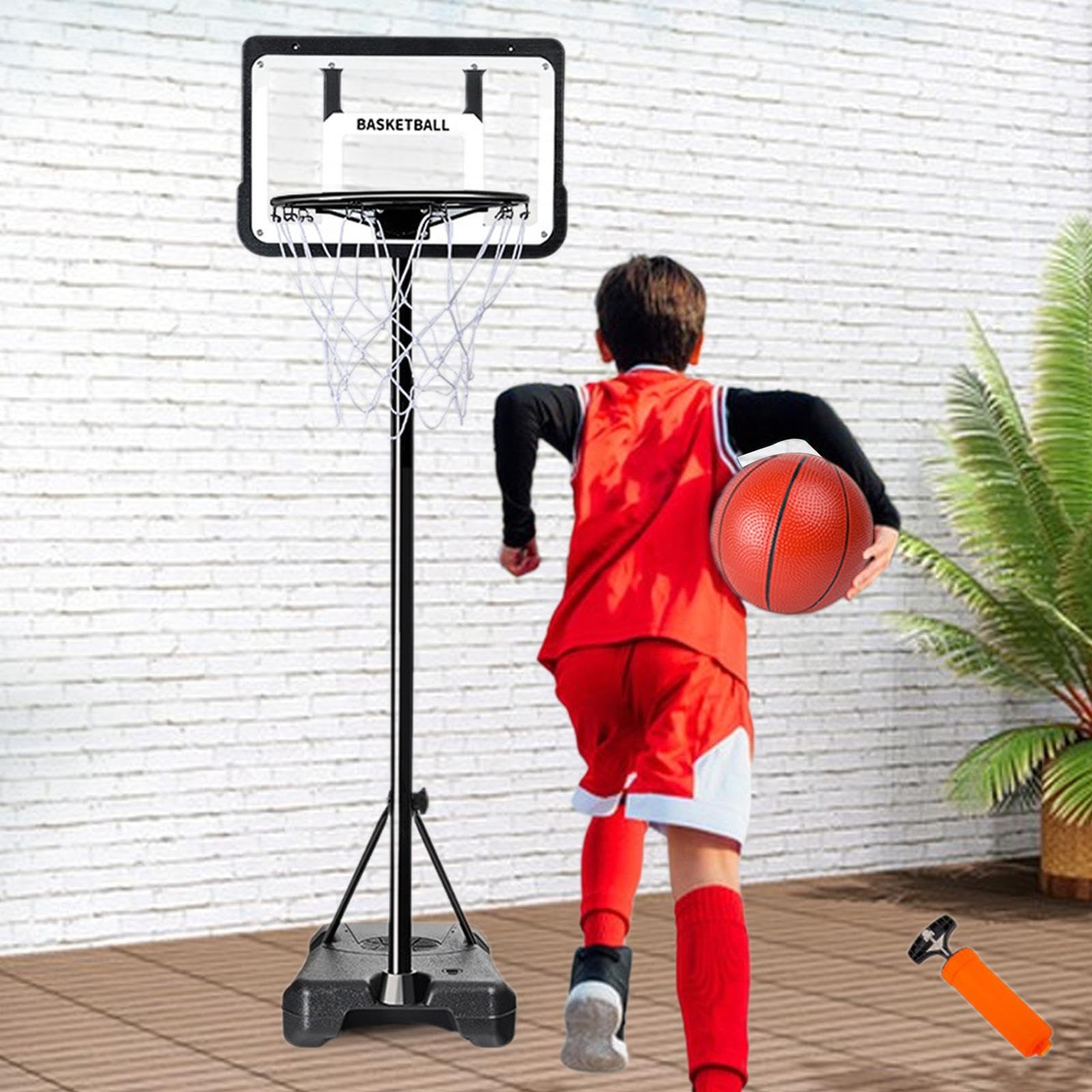 Portería de Baloncesto de Interior con balón y Bomba, fácil de Montar, Altura Ajustable para Que los niños se diviertan en dormitorios o Salas de