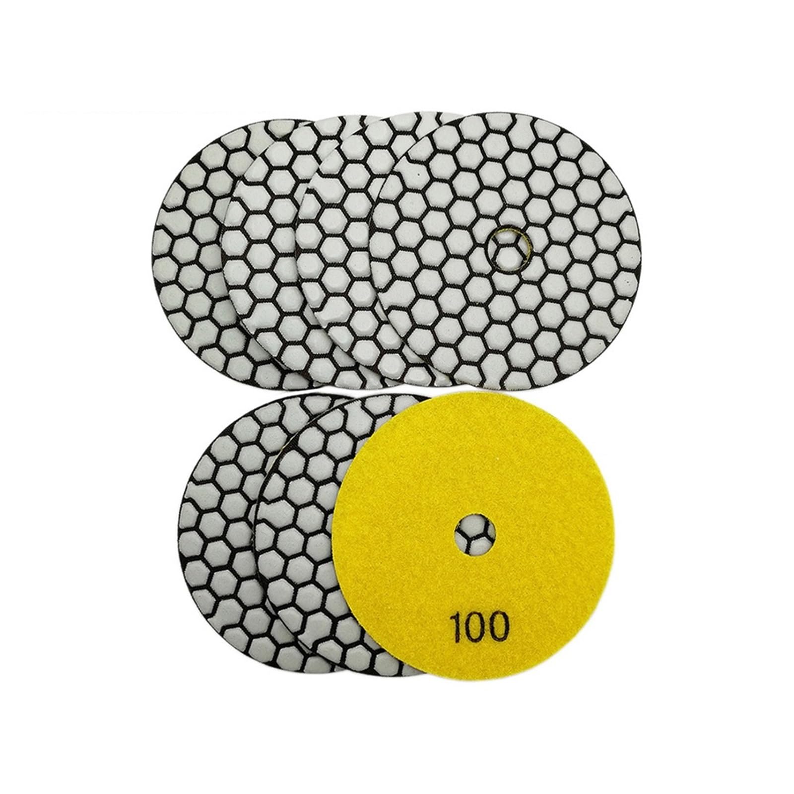 Almohadilla de pulido en seco de diamante for granito, grano de mármol #100, disco de lijado de resina Flexible, pulidor de piedra, 4 "/100mm, 7 Uds.
