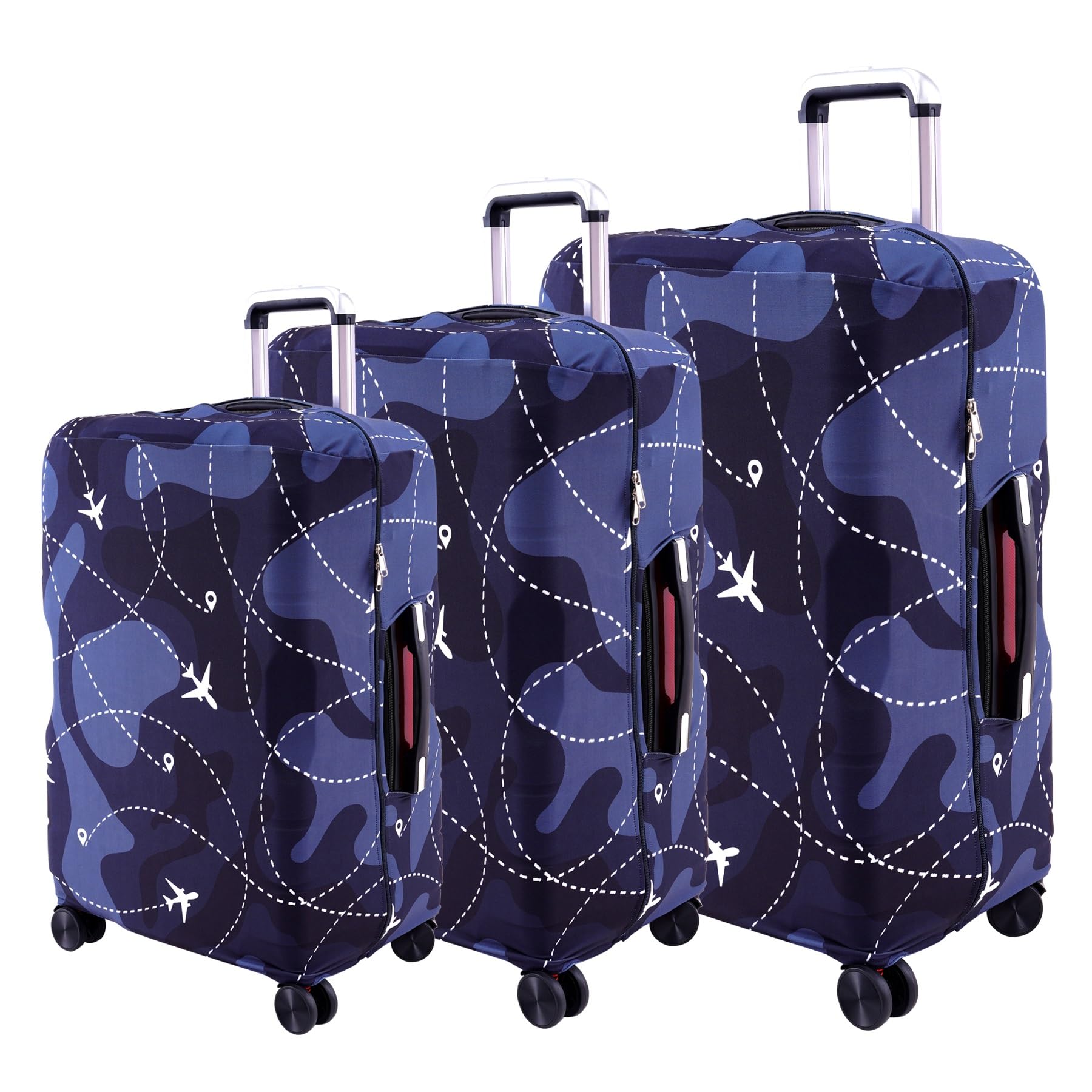 r radiant bag Polyester Trolley Digital Printed Spandex Stretchable Fabric Combo 3 Piece Luggage Protector Cover only (Suitcase Bag Not Included in This Product) (Navy Blue-Black (20, 24, 28 inch))-picture-41