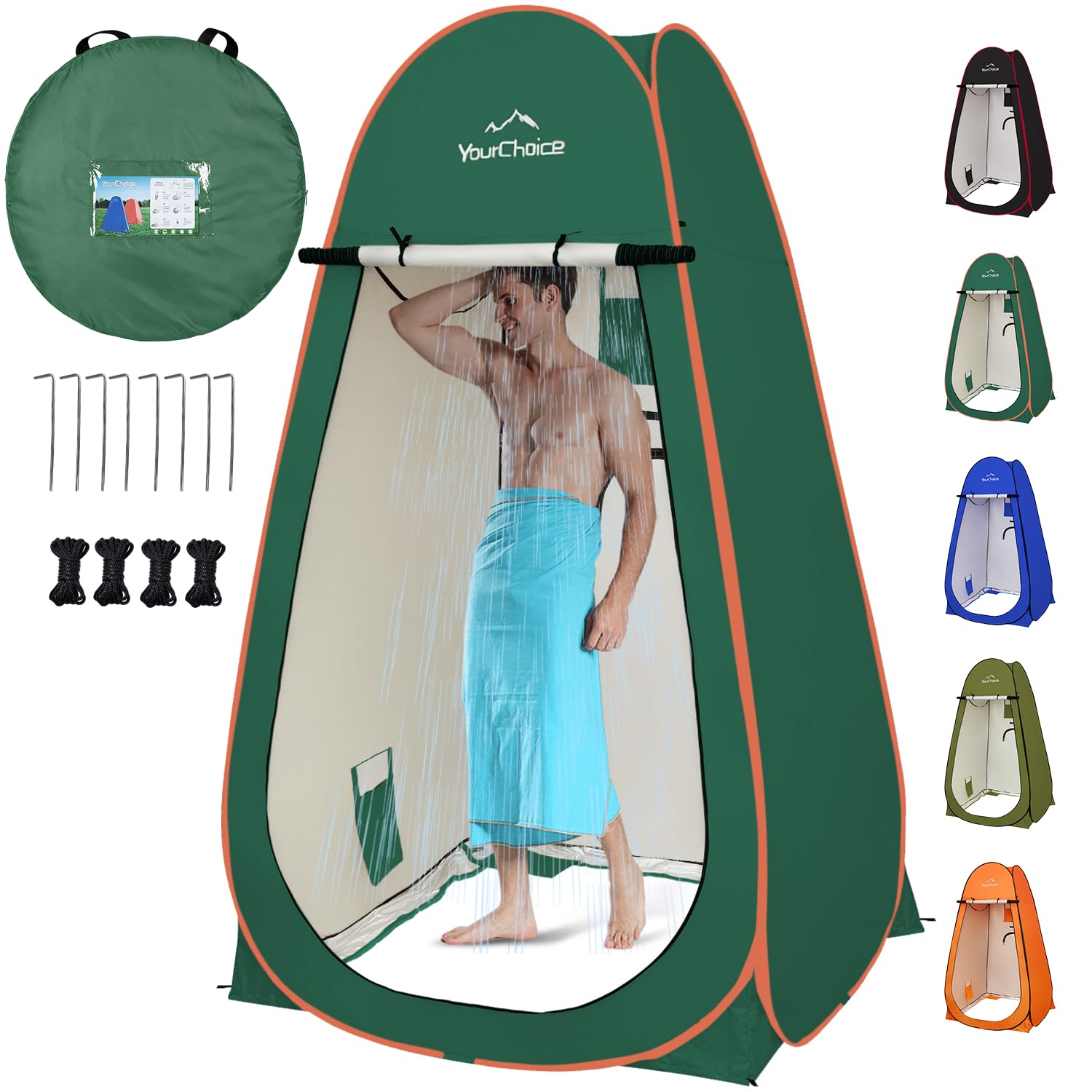 Your Choice Namiot prysznicowy Pop-Up, namiot do przewijania 120 cm szer. x 202 cm wys. - ciemnozielony