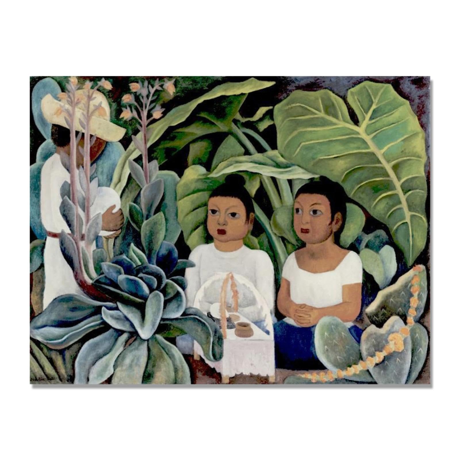 JZSDGB Impressionism Wall Art - The Offering by Diego Rivera - Famous Paintings Wall Art for Living Room - Canvas Artwork Pictures Wall Decor 40x50cm - 15.8x19.7in Frameless