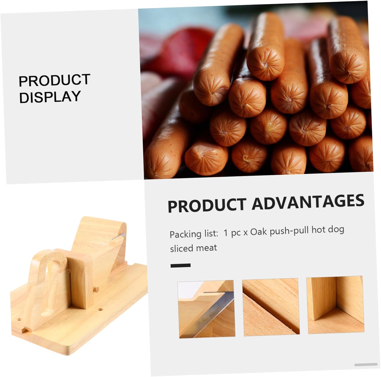 Sausage Cutter with Wooden Handle Lightweight Hot Dog Slicing Tool for Easy Camping Picnics and Home Use Versatile Meat and Vegetable Slicer