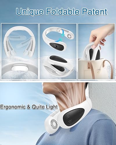 Miniatura 7 de GAITIR Ventilador de cuello, aire acondicionado de cuello de 5000 mAh, ventilador de cuello portátil de enfriamiento de semiconductor, ventiladores