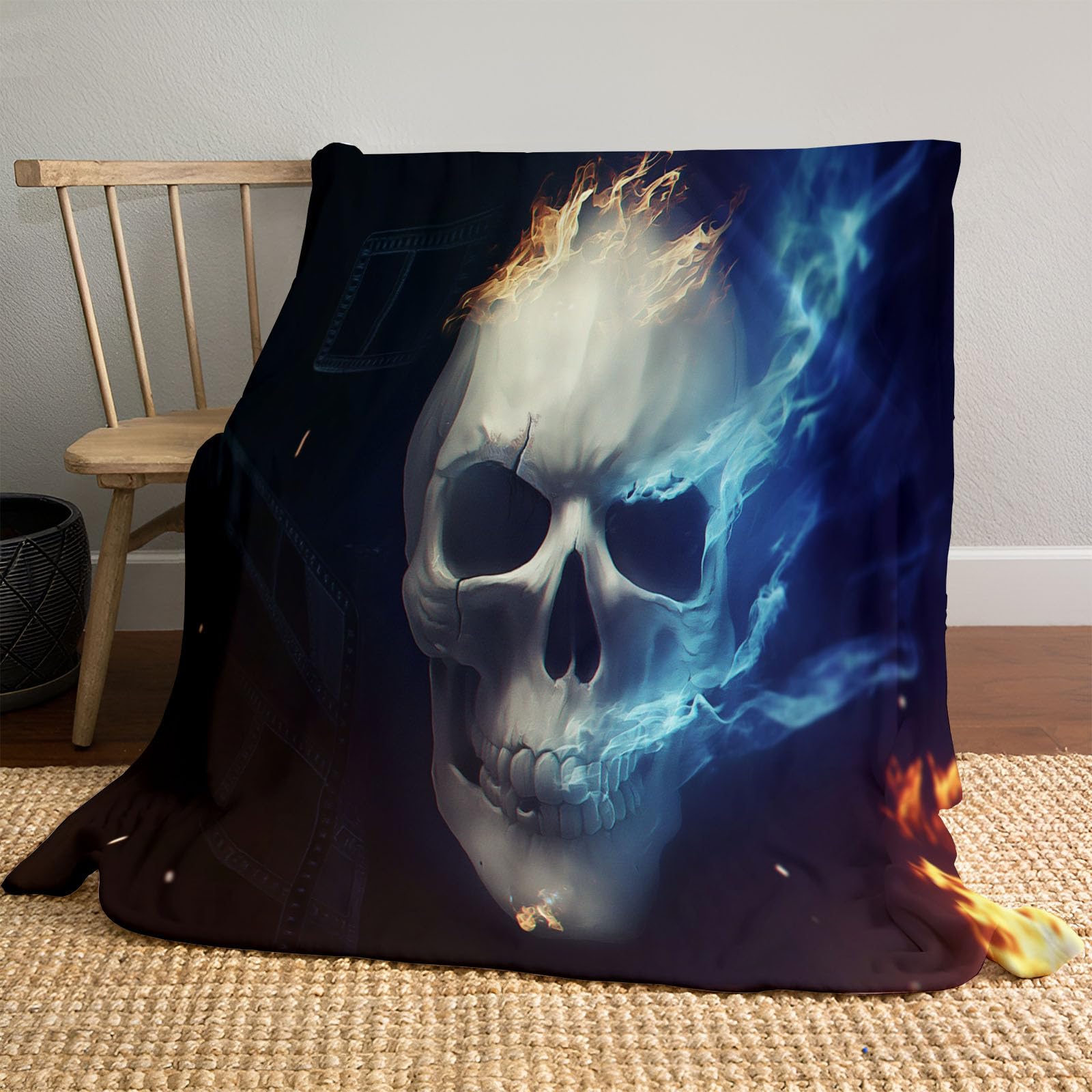 Couverture Douillette Crâne de Chevalier Plaid Halloween Flanelle XL