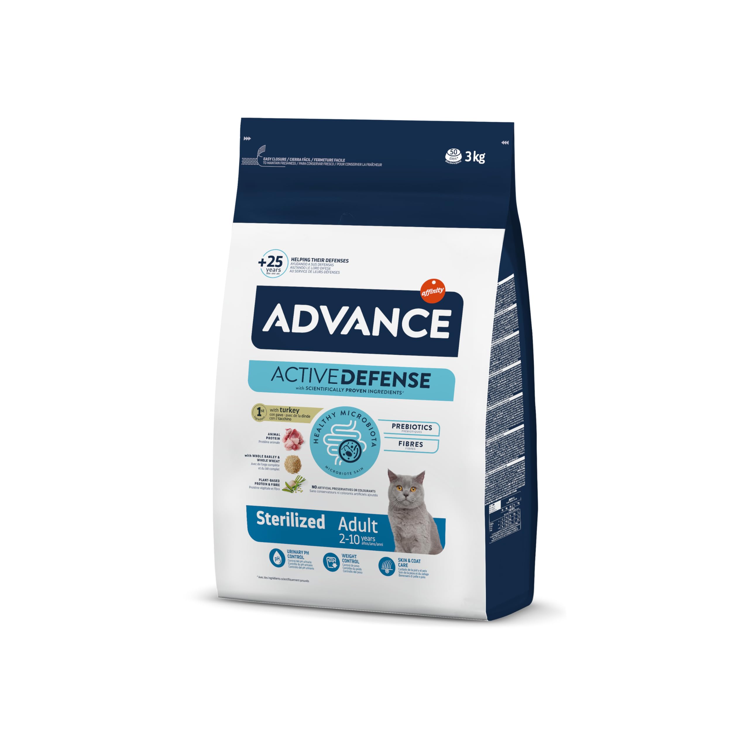 Advance Multicolor Cat Adult Sterilized, Pienso Para Gatos Adultos Esterilizados Con Pavo, 3Kg