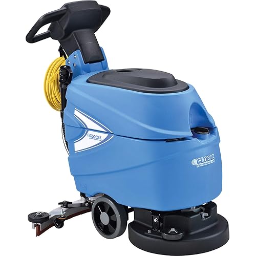 Global Industrial Commercial Electric Walk-Behind Ergonomic Auto Floor Scrubber, Corded, 17" Cleaning Path, 9.2 Gallon Solution Tank, 10.5 Gallon Recovery Tank