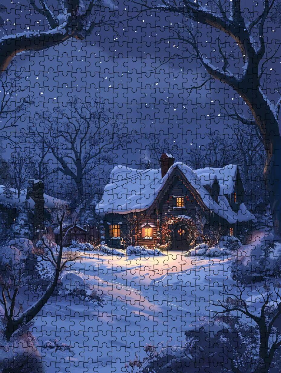 Willa z widokiem na śnieg 1000 elementów, puzzle dla dorosłych 1000, niemożliwa klasyczna układanka, gra rodzinna, drewniane układanki, do gry edukacyjnej wyzwanie, dekoracja ścienna prezent FNKL5