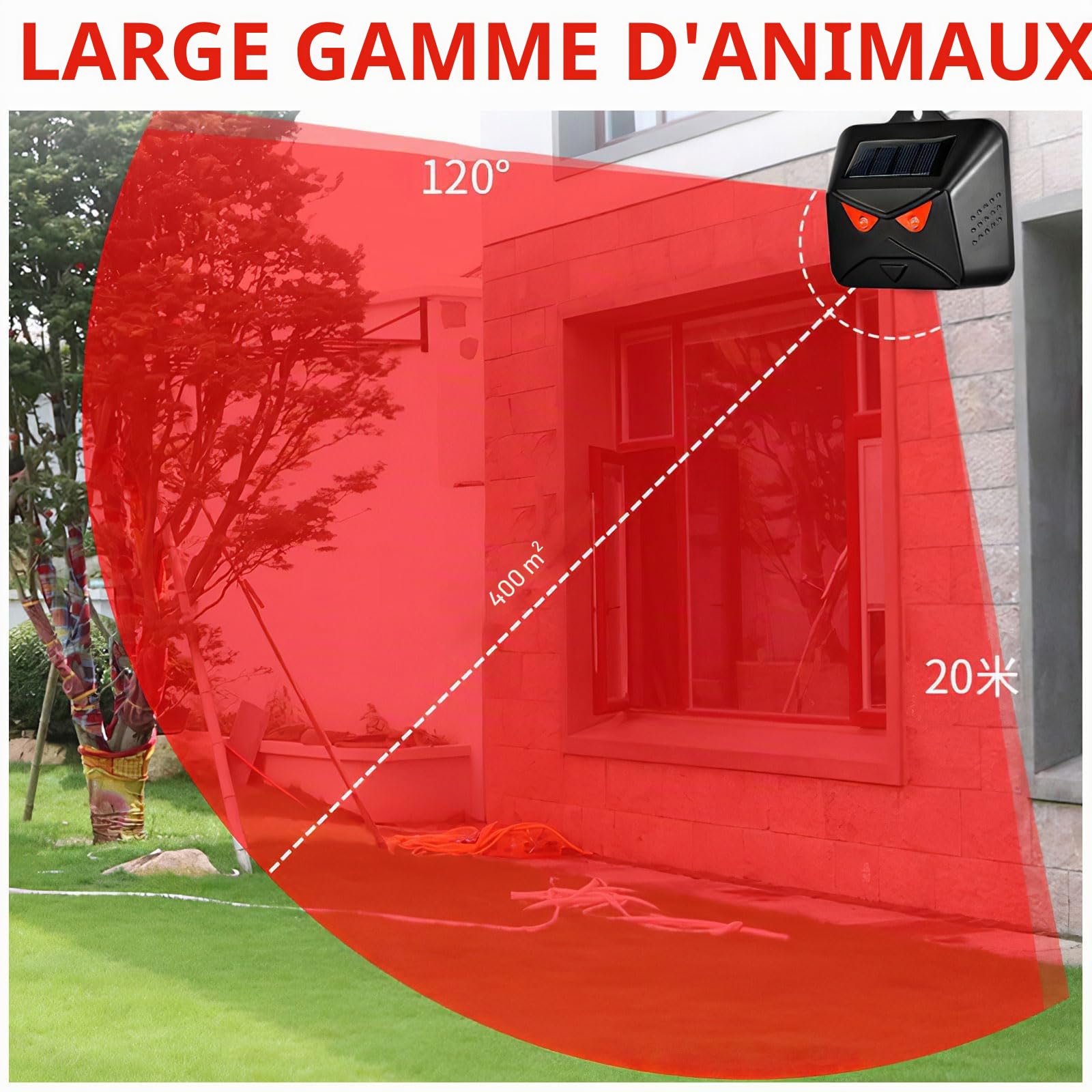 Répulsif solaire pour animaux ALLOMN, lot de 4 répulsifs solaires pour animaux de nuit avec lumière LED rouge, dispositifs de dissuasion pour mouffettes, répulsifs pour cerfs, renards, mouffettes