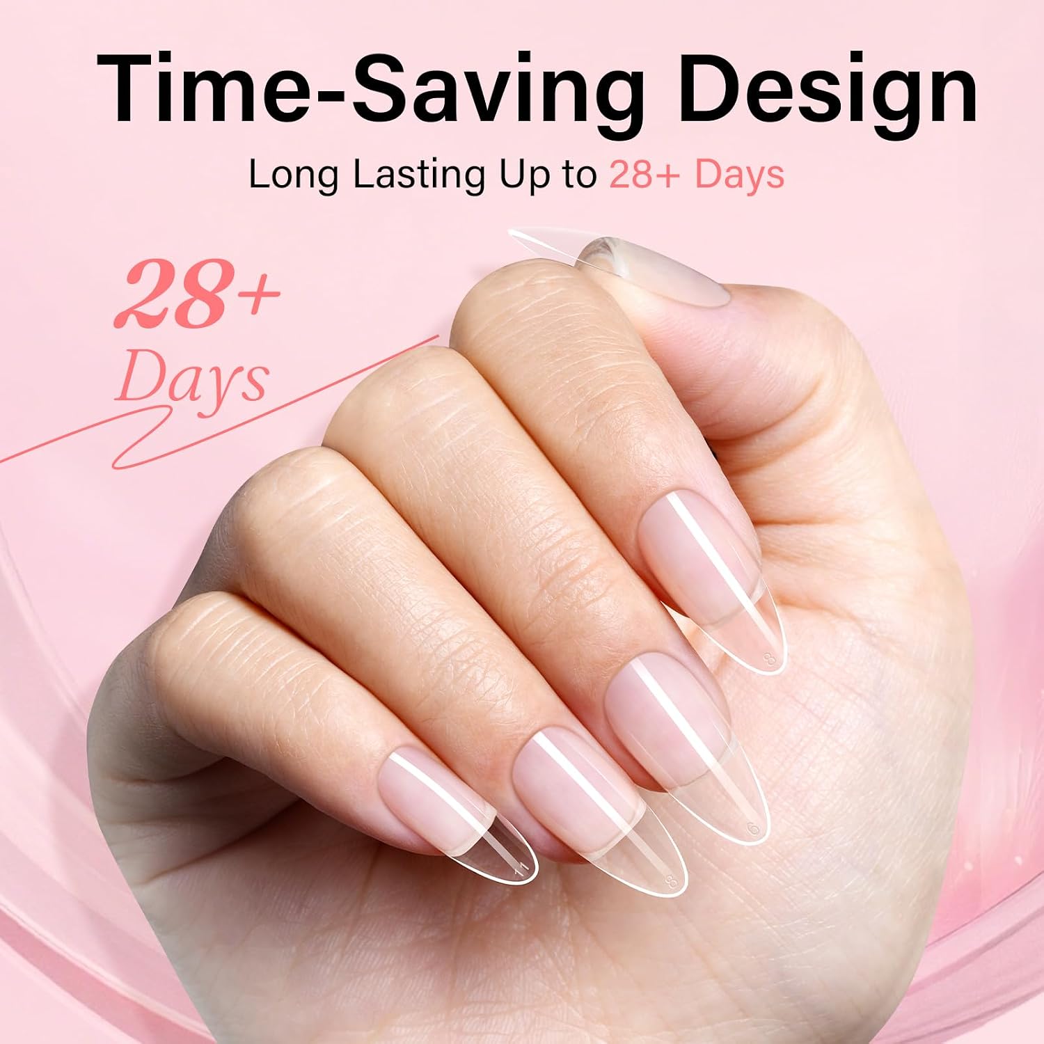 AILLSA Gel Nail Tips Kit, Medium Almond, 120Pcs 15 Sizes Nail Tips, with 15g Nail Glue Mini UV Lamp, Half Matte Inner Clear Outer Nail Tips, Extension DIY Set for Home Salon, Gift for Women & Girls