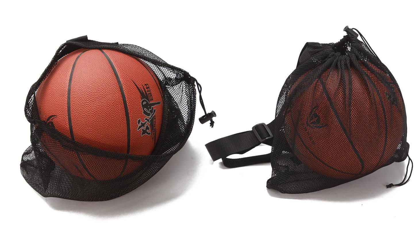 MINZHI Lot de 2 Sacs de Basket-Ball Portables - Sac à Dos et Sac en Filet pour le Transport de Ballons