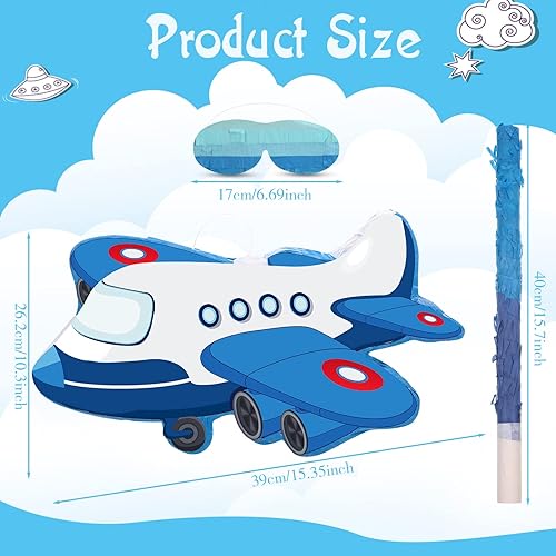 Miniatura 10 de Piñata robot con borla roja y azul, máscara de ojos y confeti de doble borla para niños y niñas, fiesta de cumpleaños, baby shower, decoración de