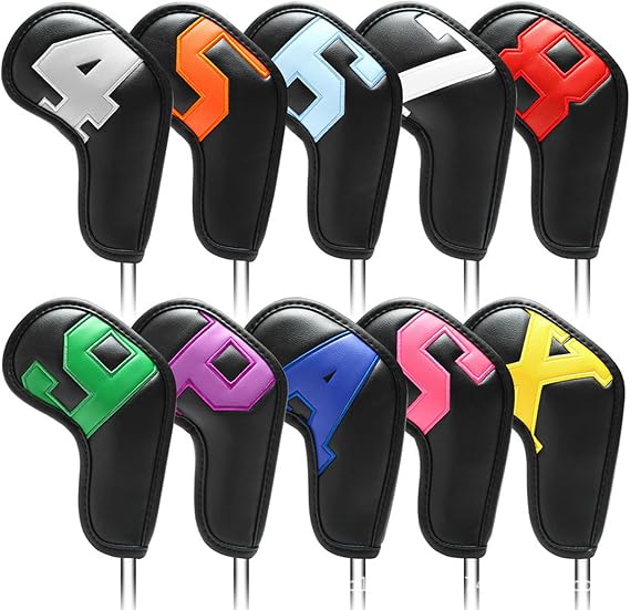 10pc/Set Golf Iron Head Cover Colorful Golf Iron Covers Wedge Cover 4-9 ASPX 6 Colors Options Durable Golf Accessories with Magic Tape