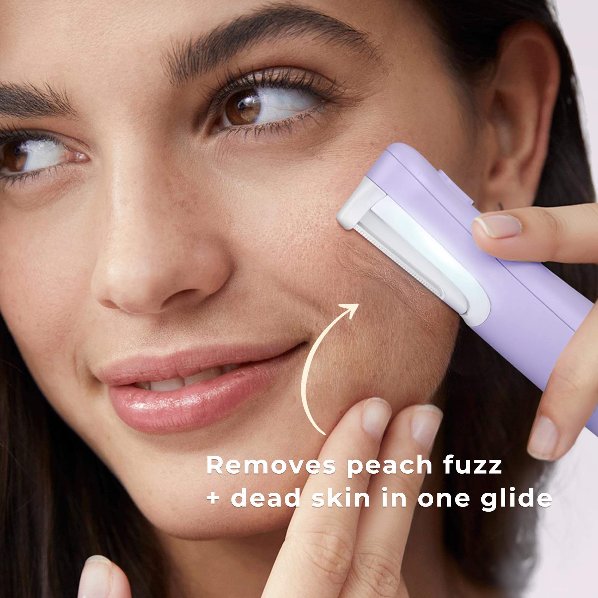 WLU - Rasoio per il viso da donna, strumento ricaricabile per il dermaplaning del viso, per peli di pesca, rimozione dei peli del viso e dell'esfoliazione, tecnologia sonica con luce LED, 3 velocità e