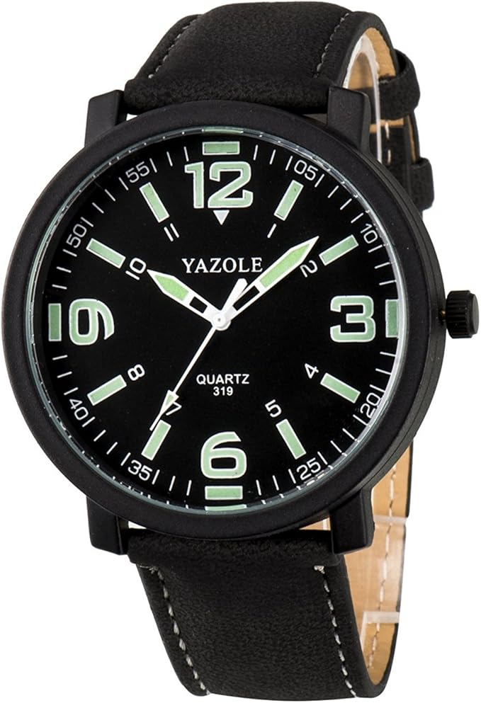 Men 30M Waterproof Night Light hands Simple Style Leather Strap Quartz