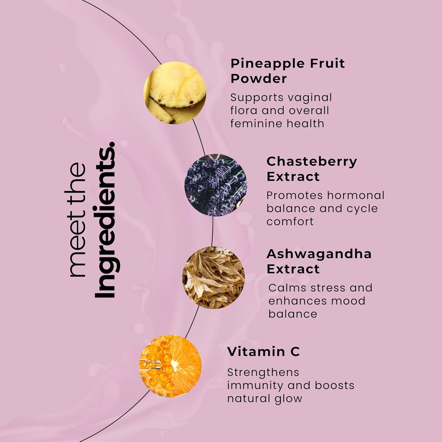 Up&Down Supplements Premium Feminine Balance Gummies for Women | PMS Relief, Mood & Cycle Support | Pineapple + Vitamin C | Ashwagandha & Chasteberry | Vegan, Non-GMO, Gluten Free | 60 Gummies - Image 4