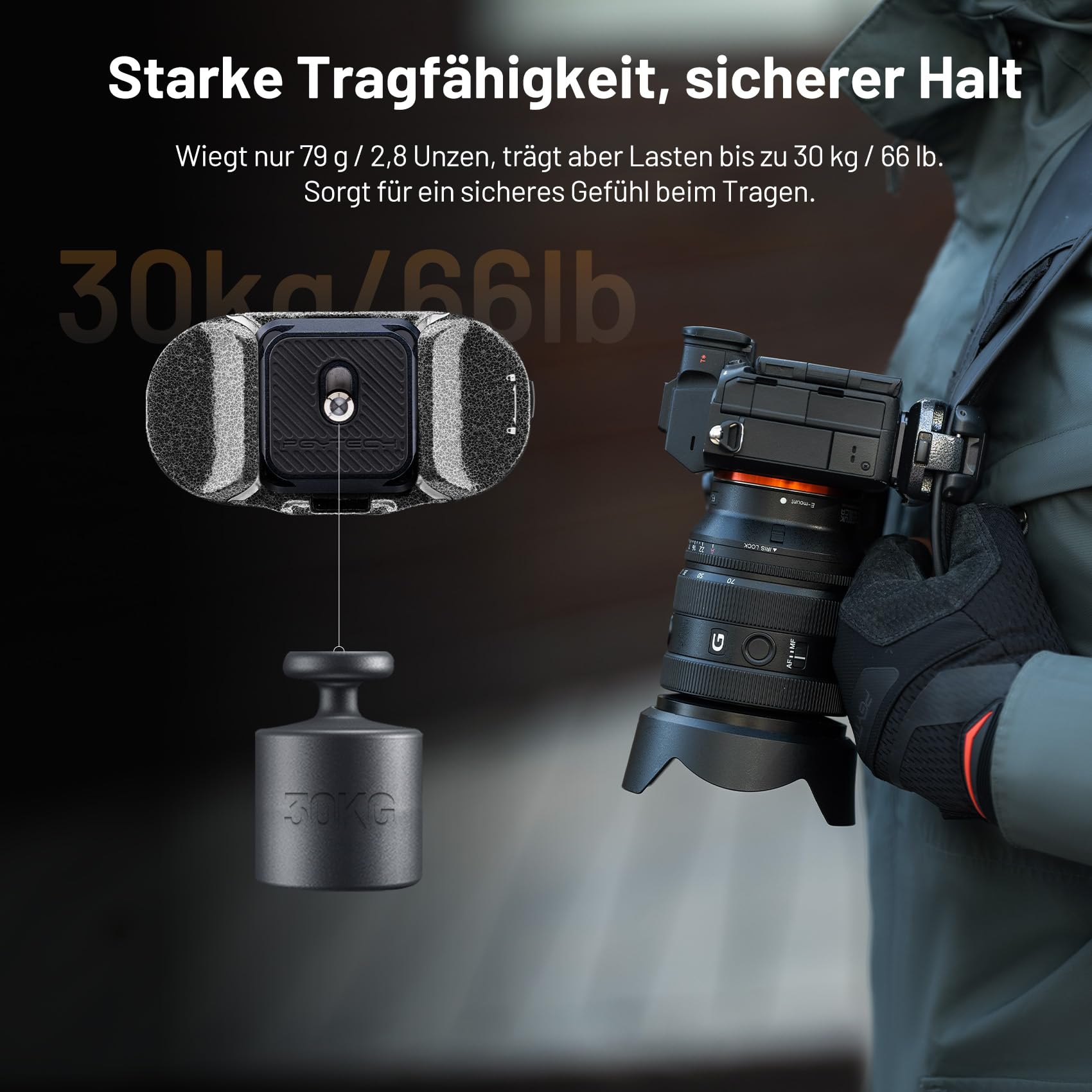 PGYTECH Beetle Kamera Clip V2 mit Platte Schnellwechselsystem für Sony, Nikon, Fuji, DSLR/SLR, Arca Schnellwechselplatte für Action-Kameras Rucksackgurthalterung