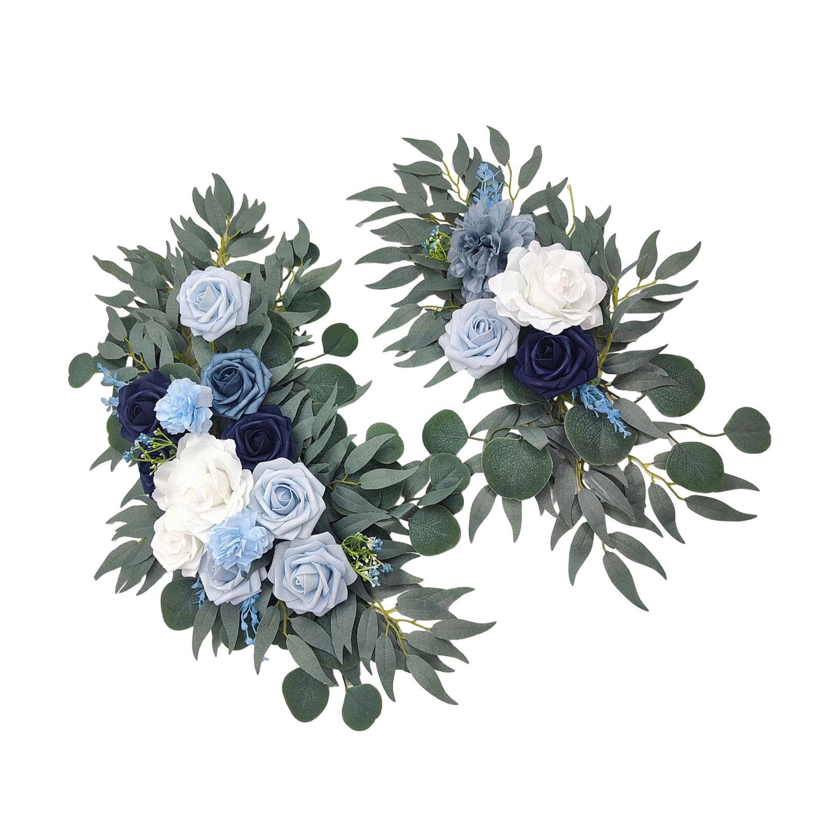 Perfeclan Hochzeitsbogen-Blumen, Blumengirlanden für Bögen, Heimdekoration, grüne Blätter, Kunstblumen-Girlande-Set für den Innenbereich, 2er-Pack für Empfänge, Blau