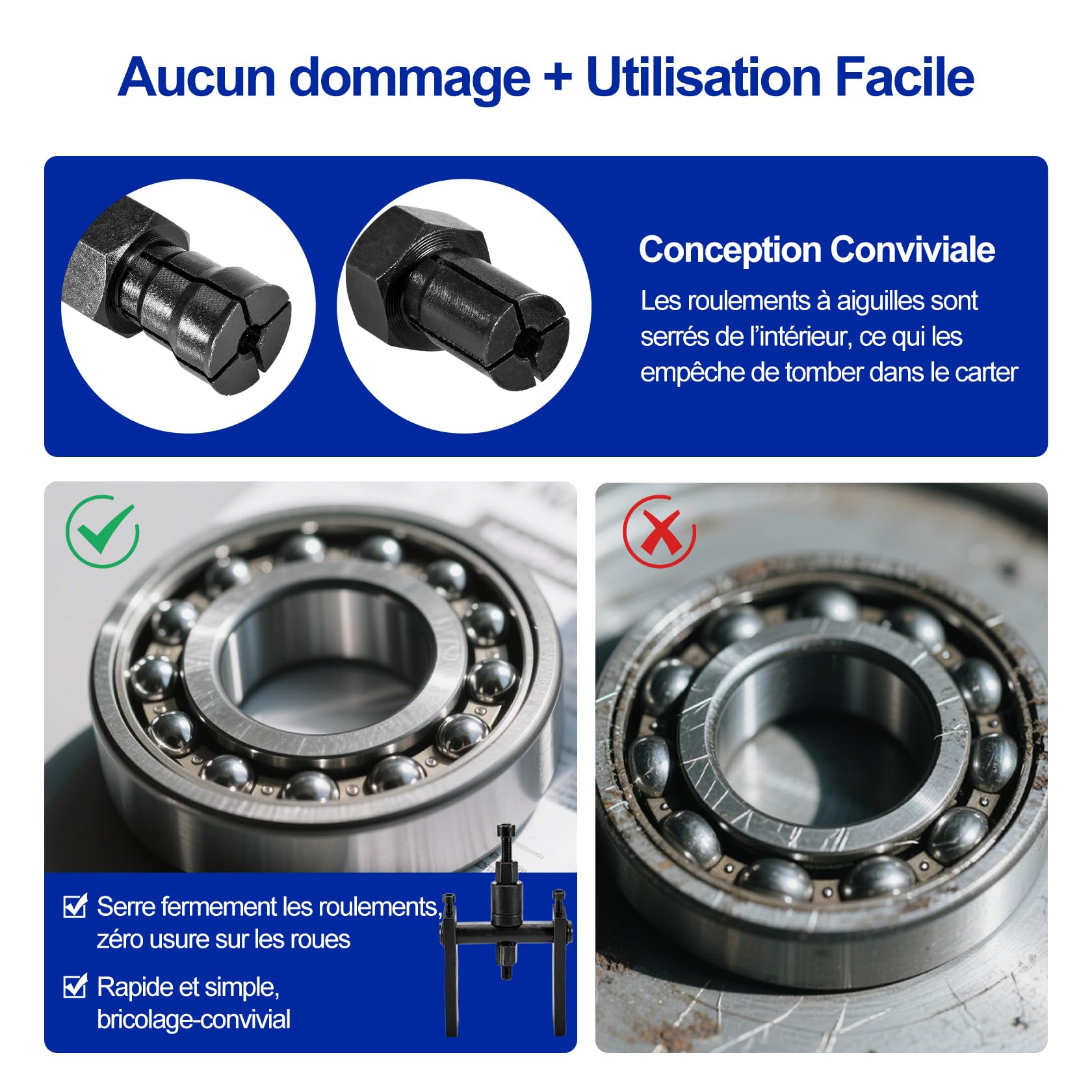 CarBole Ensemble d'extracteurs de Roulement Intérieur Moto 10 Pièces,8-25mm,Outil d'extraction de Roue,Robuste avec Rangement