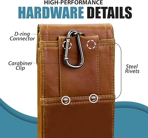 Miniatura 6 de Hengwin Funda de piel auténtica 2 en 1 para teléfono celular compatible con iPhone 14 Pro Max iPhone 13 Pro Max, bolsa para cinturón con clip para