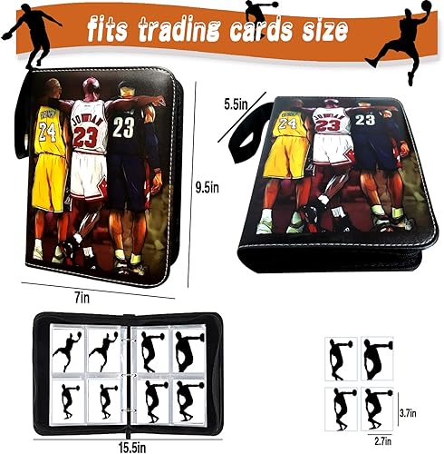 Miniatura 4 de Carpeta de tarjetas de baloncesto, carpeta de tarjetas coleccionables de 9 bolsillos con 50 fundas extraíbles para 900 tarjetas deportivas, carpeta