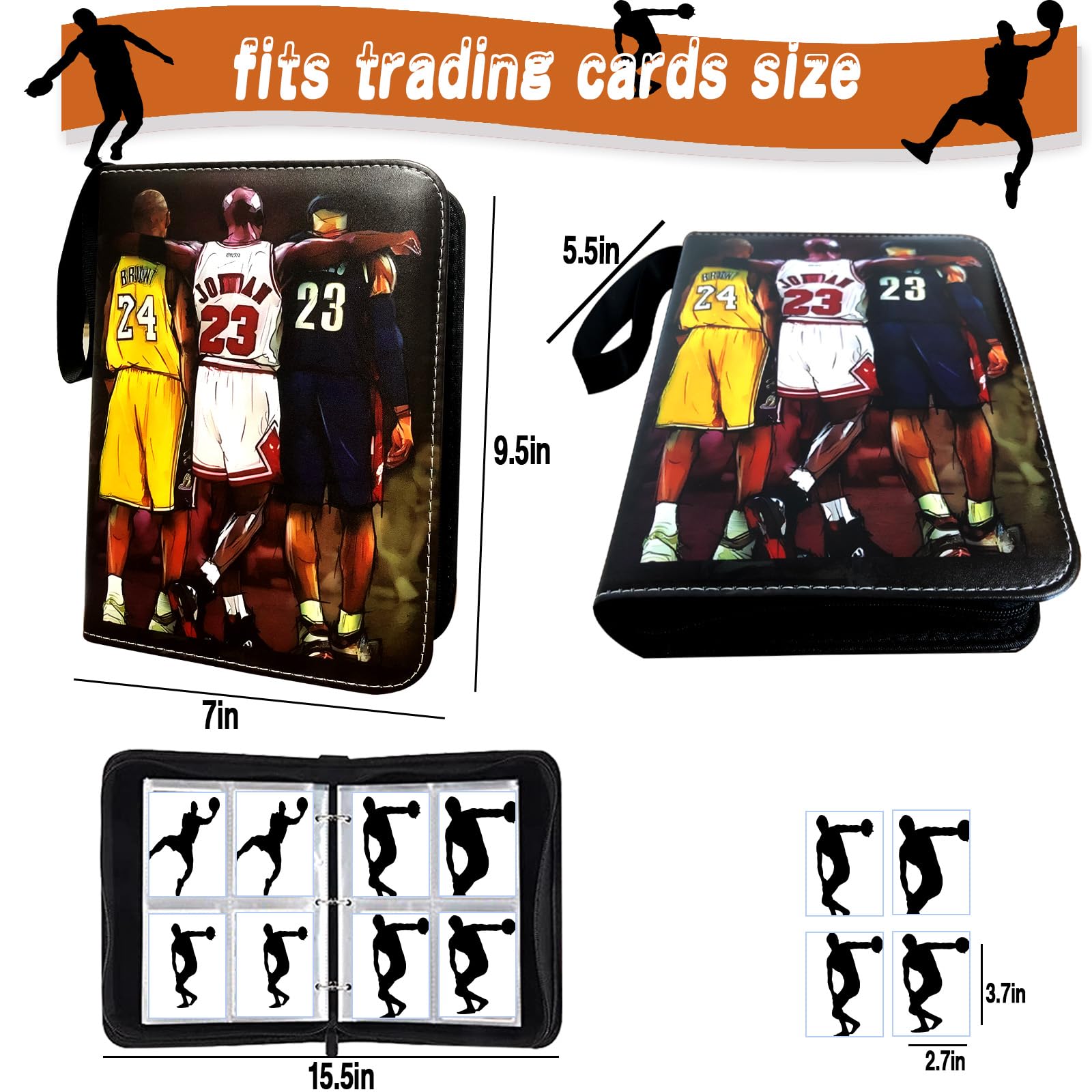 Amazon.com: Basketball Card Binder, Trading Card Binder 4 Pocket with 50  Removable Sleeves Fits 400 Sport Cards, 3 Ring Card Holder Binder with  Zipper, Collector Storage Album : Toys & Games