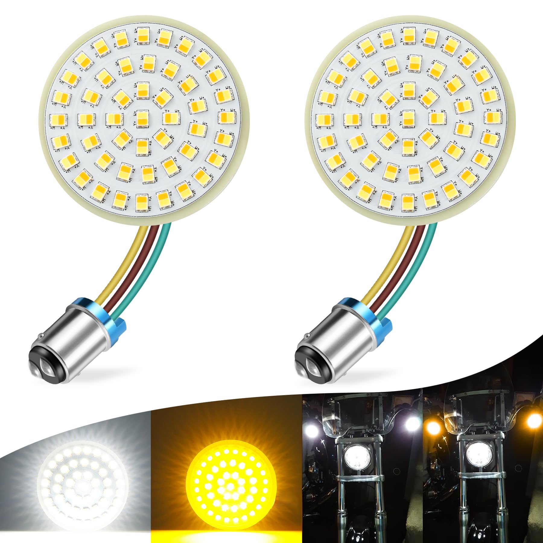 LivTee 2" 1157 Front LED Turn Signals Fit Harley Davidson Running Light