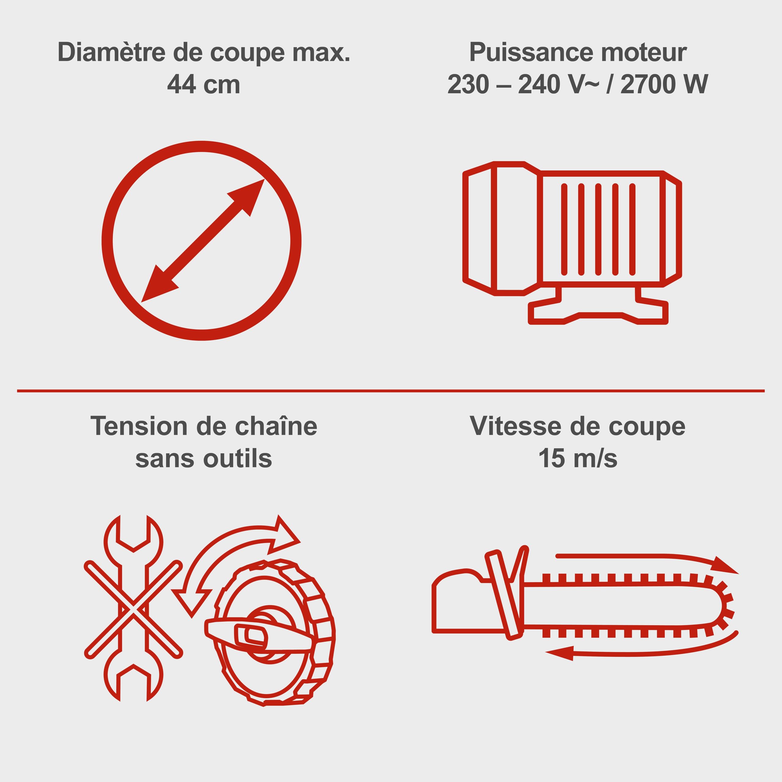 Scheppach Tronçonneuse Electrique CSE2700 | 2700W | Chaîne et Guide Procut 45,5cm | Lubrification automatique de la chaîne | Frein de chaîne intégré | Etui du guide inclus | Légère et Compacte