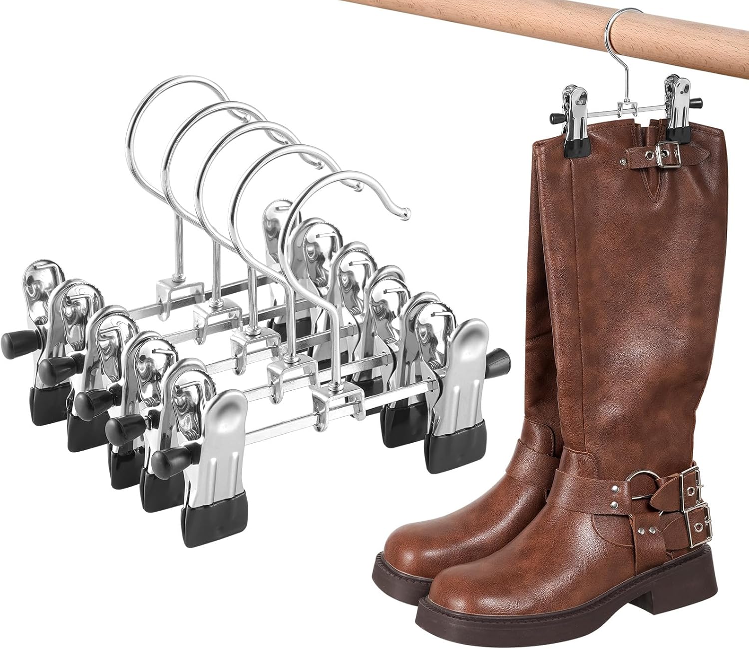 Knee High Boots Organizers Hanger with Clips, Closet Space