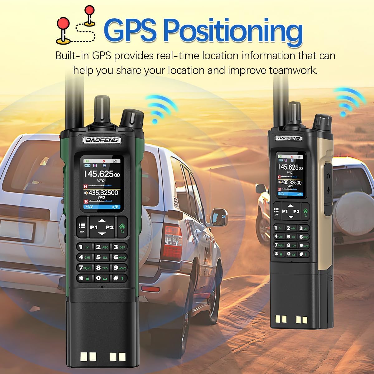 Ham Radio BAOFENG Radio UV32 Handheld 10W Rechargeable Walkie Talkies Long Range UV-32 5RM Two Way Radio NOAA Weather Radio with GPS,APP Programming Copy Frequency 3800mAh Battery USB-C Charging
