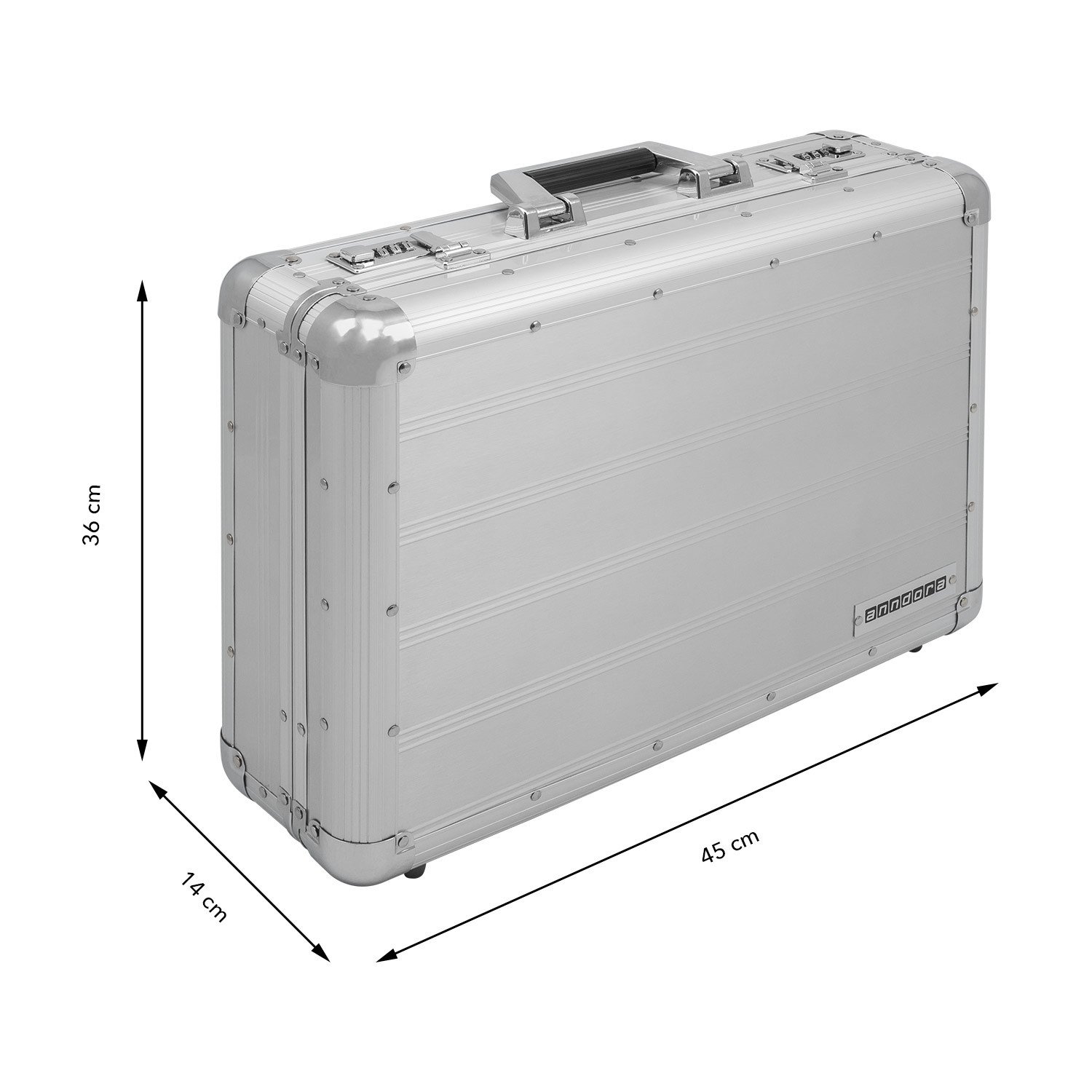 anndora Aktenkoffer Aluminium Attaché Koffer Silber - Zahlenschloss abschließbar