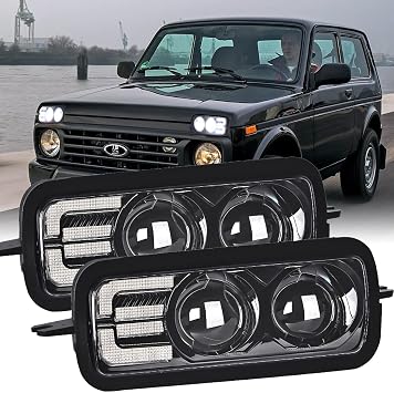 VVEDIK لـ Lada Niva 4X4 1995 LED Daytime Running Lights LED Turn Signal Car Styling Accessories Front Fog Lamp Turning Lamp with DRL