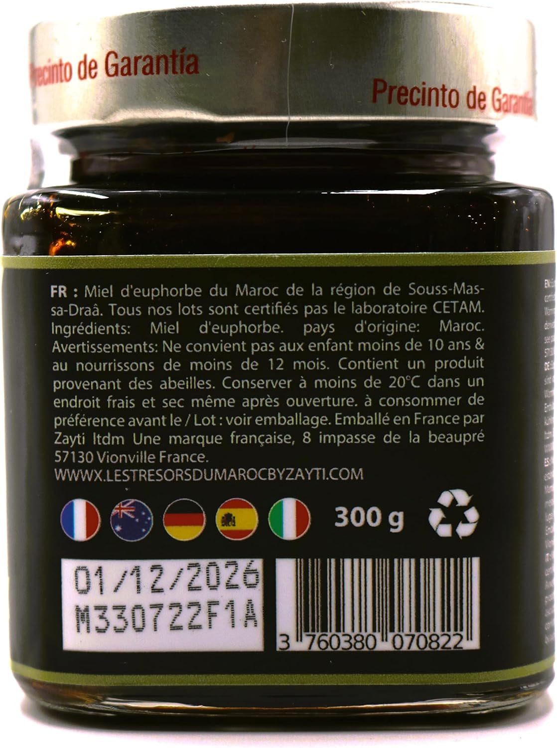 100% naturalny miód wilczomlecz - słoik 300 g | Zbierany w regionie Souss Massa Draa w Maroku | Najwyższa jakość