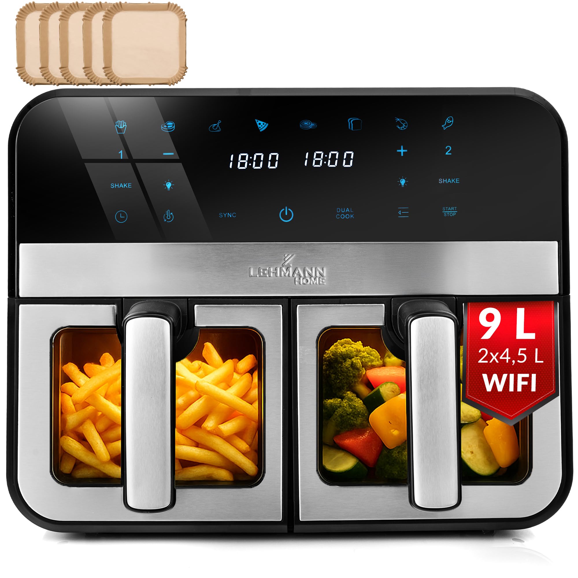 Cecotec Friggitrice ad Aria Cecofry Advance 9000 Window Plus. 9L o Doppio Cestello 4 — immagine 6 di 16