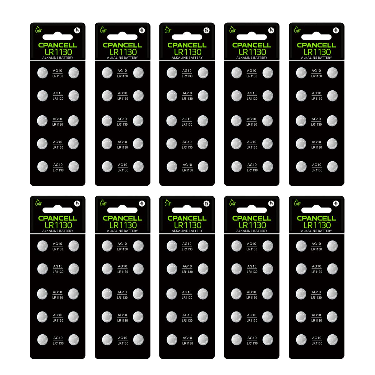 LR1130 AG10 Batteries, High Capacity L1131 SG10 389 189 1.5V Button Coin Cell Batteries (100 Count)