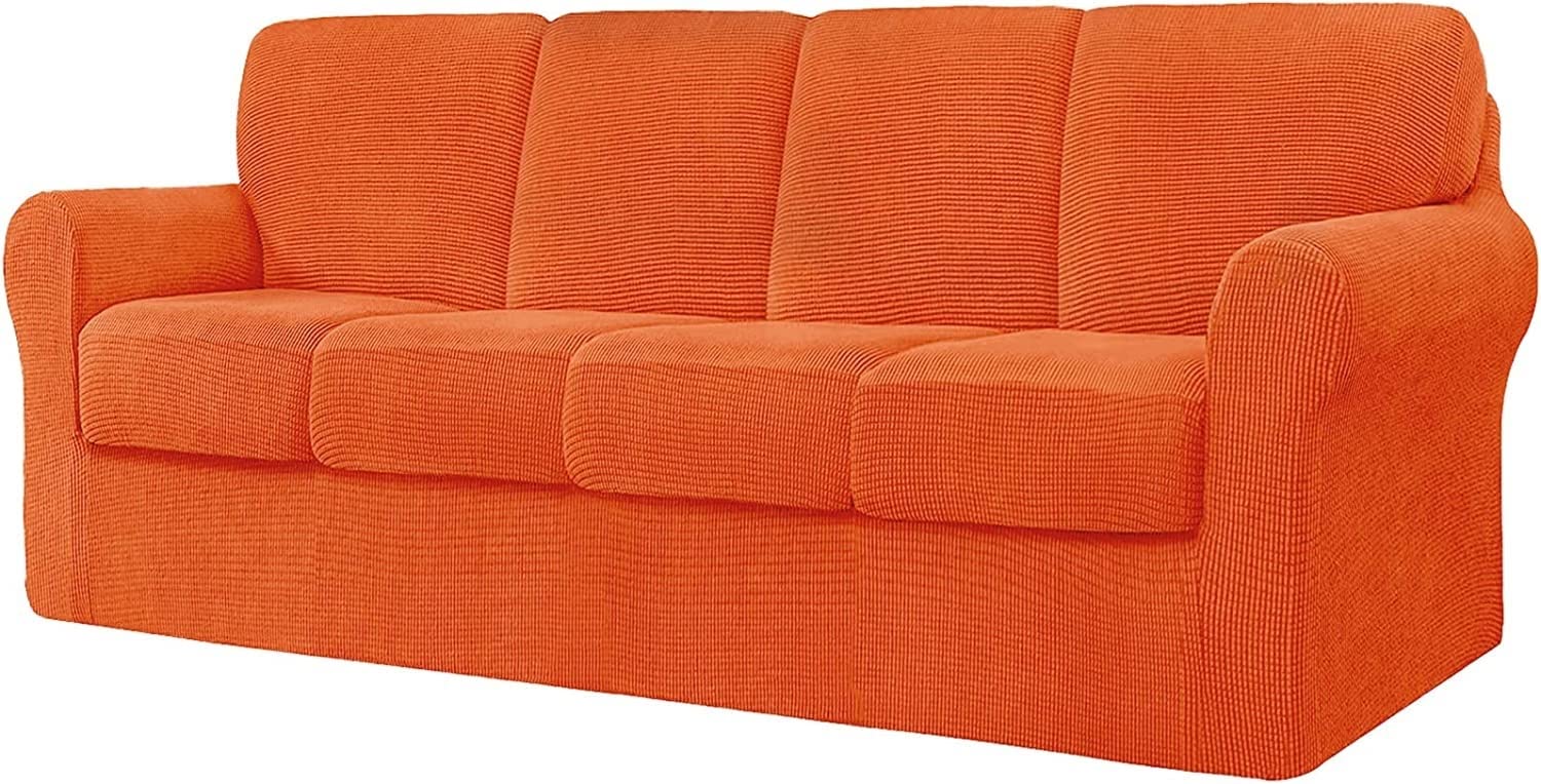 Housse de canapé 4 places extensible 240-290 cm avec protection doudoune