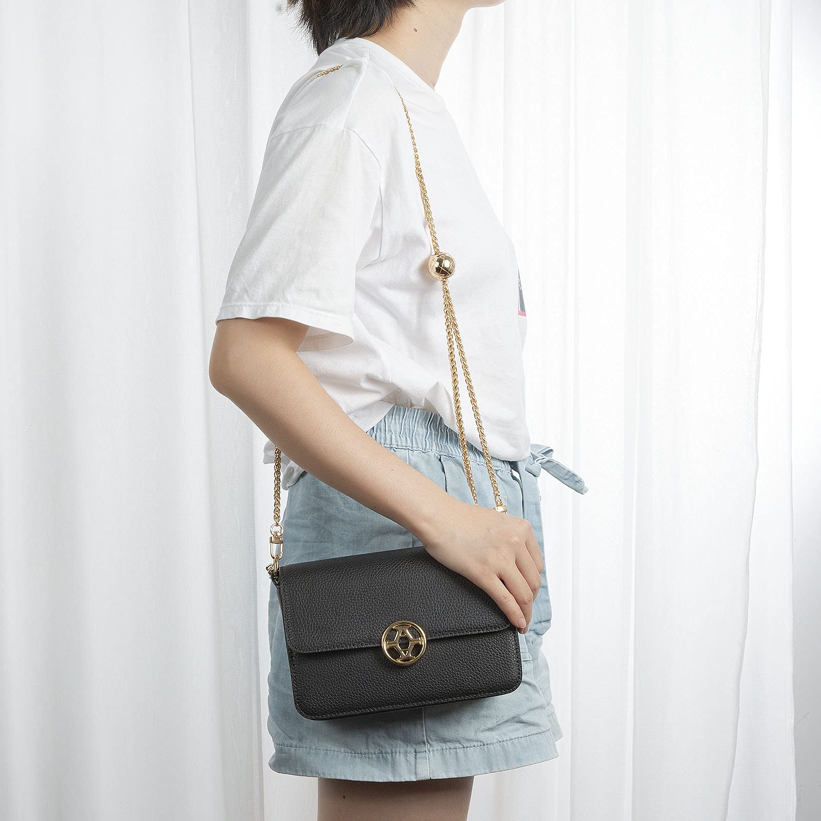 Hot anse chaine pour sac Hot Sale Anse de sac a main noire avec chaine doree 102